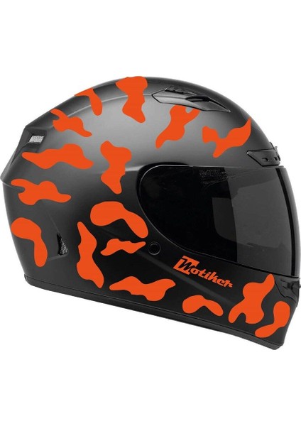 Neon Turuncu Kamuflaj Kask Sticker Modeli