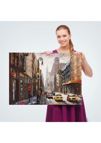 - New York Sokakları ve Sarı Taksi Yağlıboya Görünüm TABLO-3550 fırsatları