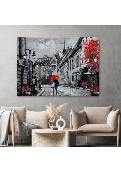 - Macaristan Budapeşte Sokak Manzarası Yağlıboya Görünüm Dekoratif Duvar TABLOSU-3546