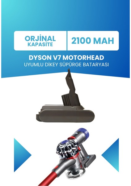 Dyson V7 Motorhead Uyumlu Batarya (Standart Kapasite) 21.6 V 2100MAH Dikey Süpürge Bataryası indirimleri