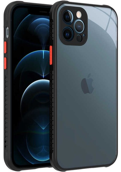 iPhone 12 Pro Kılıf ​​tkdr Kaff Kapak-Siyah