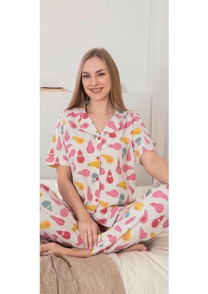 Alissa 6274 Kadın Armut Desenli Patlı Pijama Takımı