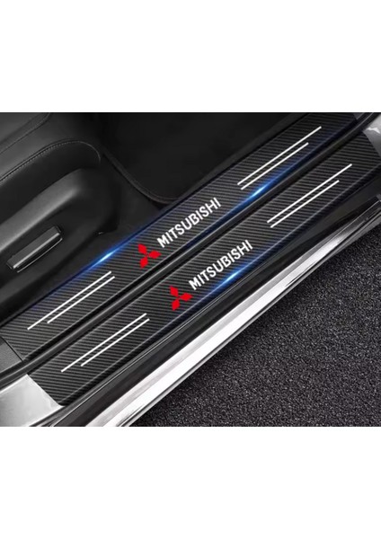 Mitsubishi Outlander Için Şık Tasarım Oto Kapı Eşikleri Sticker Karbon 4 Adet