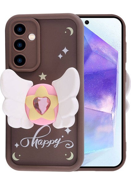 Galaxy A35 Kılıf Kamera Korumalı Figür Tasarımlı Tkdr Kapya Kapak-Pembe Açık