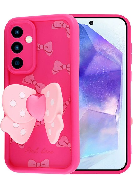 Galaxy A35 Kılıf Kamera Korumalı Figür Tasarımlı Tkdr Kapya Kapak-Pembe Açık