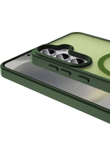 Galaxy S24 Plus Kılıf Magsafe Şarj Özellikli Mat Arka Yüzey Tkdr Sio Kapak-Koyu Yeşil