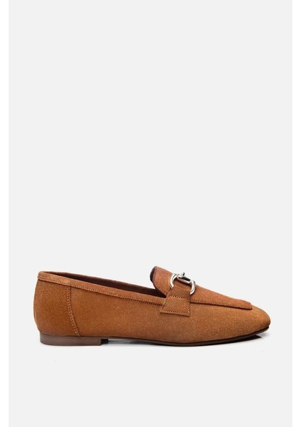 Kadın Deri Taba Tokalı Loafer