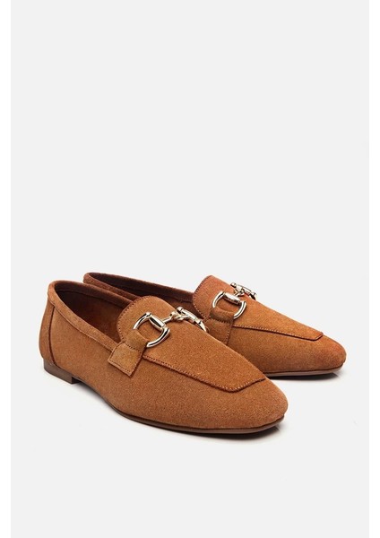 Kadın Deri Taba Tokalı Loafer