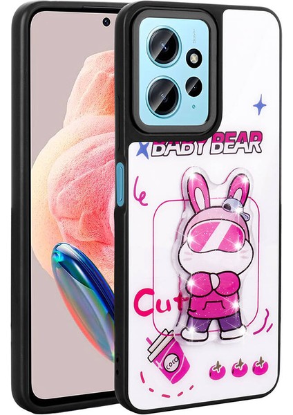 Xiaomi Redmi Note 12 4g Kılıf Parlayan Kabartmalı Ikonik Figürlü Tkdr Amas Silikon Kapak-Beyaz