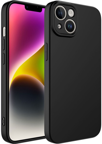 Apple iPhone 14 Kılıf Tkdr Kamera Korumalı Mara Laaakan Kapak-Siyah