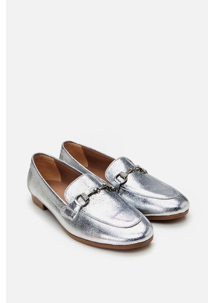 Kadın Lame Tokalı Şık Klasik Loafer indirimleri