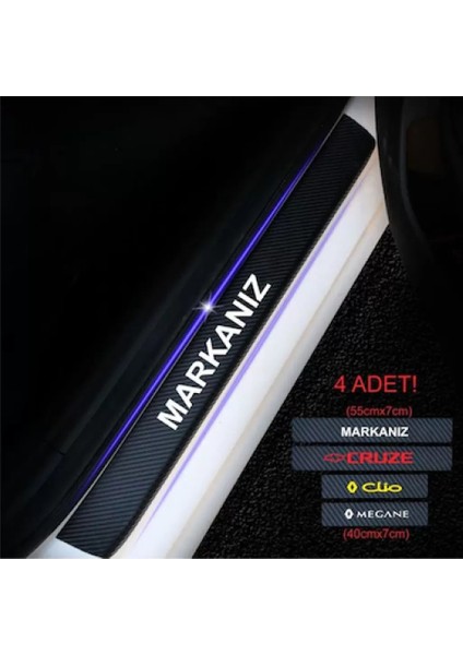 Kia Claros Için Şık Tasarım Oto Kapı Eşikleri Sticker Karbon 4 Adet