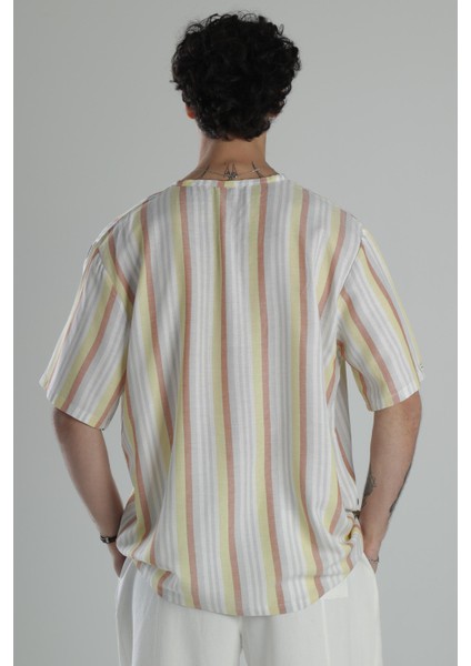 Çizgili Ip Detaylı T-Shirt