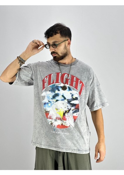 Erkek Yıkamalı Kumaş Baskılı T-Shirt fiyatları