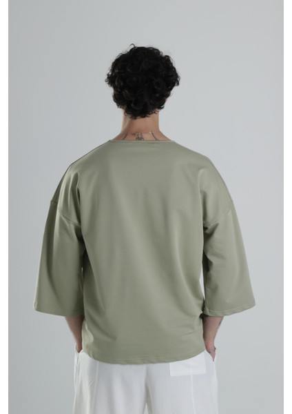 Cep Detaylı Yeşil Fakir Kol T-Shirt