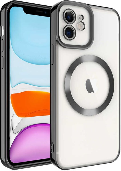 iPhone 11 Uyumlu Magsafe Wireless Şarj Özellikli Tkdr Setro Silikon-Gümüş