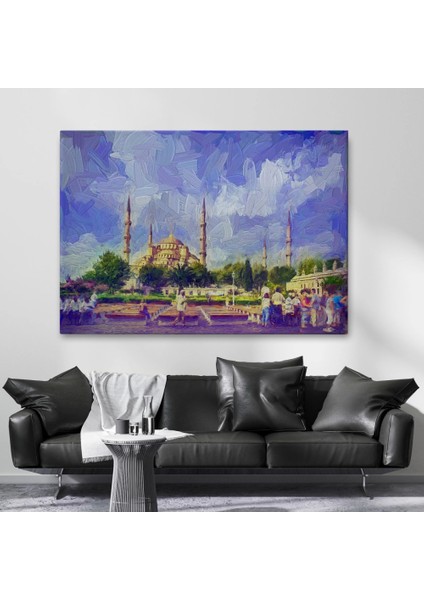 - Sultan Ahmet Camii Yağlıboya Görünüm Dekoratif Kanvas Duvar TABLOSU-3671