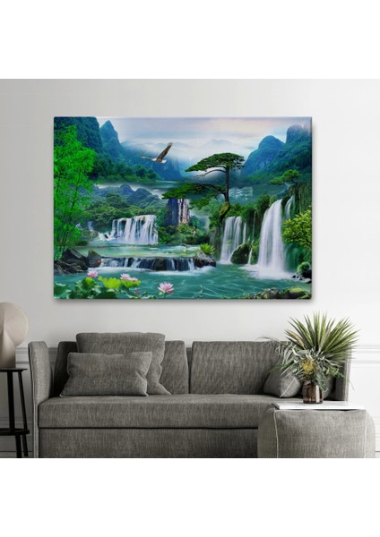 - Şelale Manzaralı Dekoratif Kanvas Duvar TABLOSU-3676