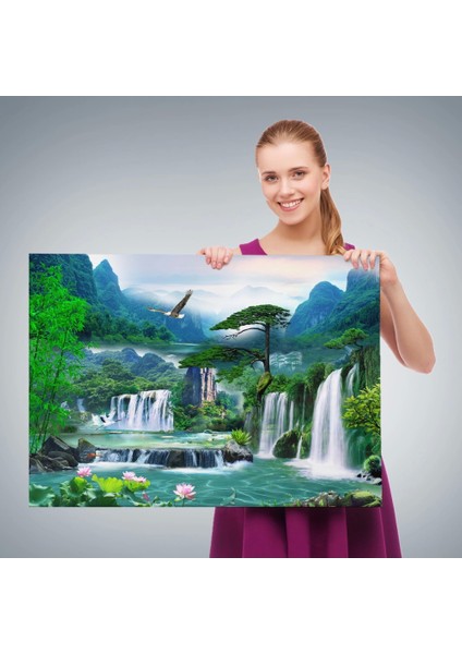 - Şelale Manzaralı Dekoratif Kanvas Duvar TABLOSU-3676 fırsatları