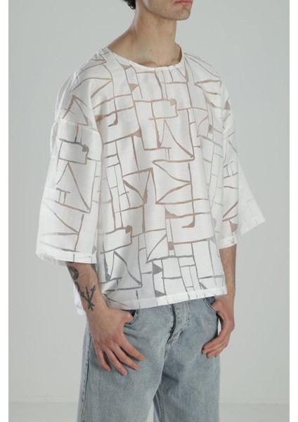 Tasarım Fakir Kol Beyaz T-Shirt fırsatları