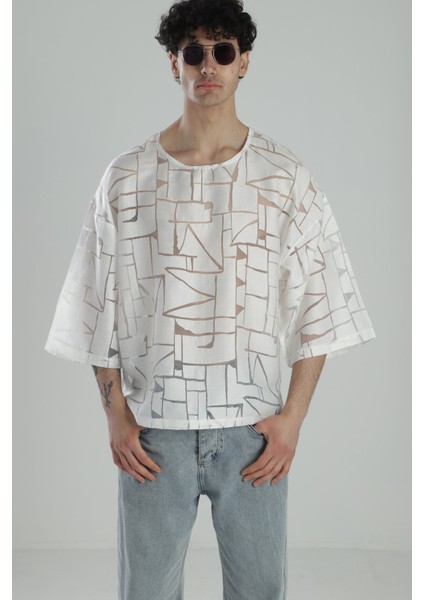 Tasarım Fakir Kol Beyaz T-Shirt indirimleri