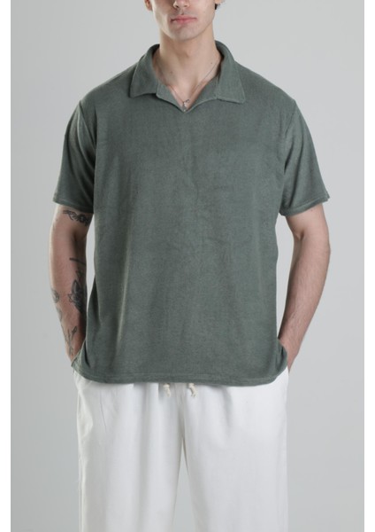 Yeşil V Yaka T-Shirt