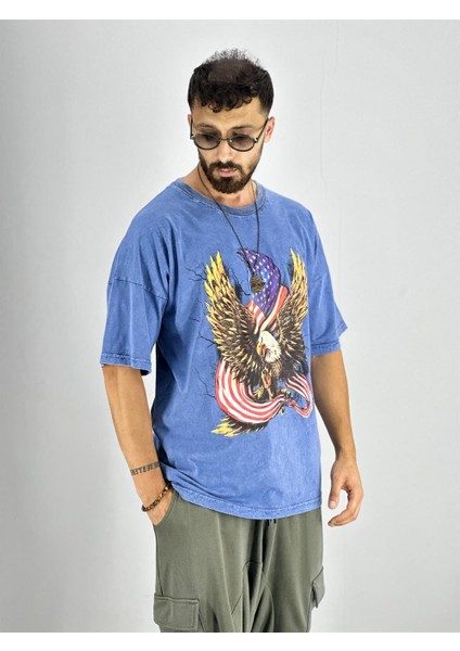 Erkek Yıkamalı Kumaş Baskılı T-Shirt modelleri