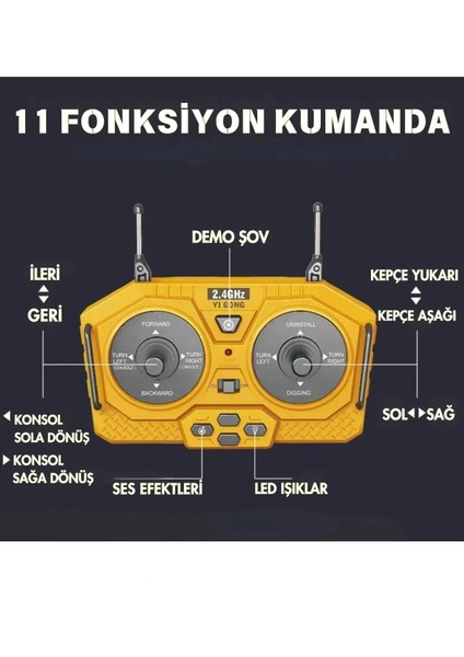 1:20 Ölçek Uzaktan Kumandalı 9 Fonksiyonlu Metal Alaşım Işıklı Sesli Inşaat Araçları fiyatları