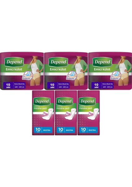 Emici Külot Lohusa Pedi Xl - Kadın (10 Adet)+Mesane Pedi Kadın Ekstra (10 Lu) 6 Lı Set