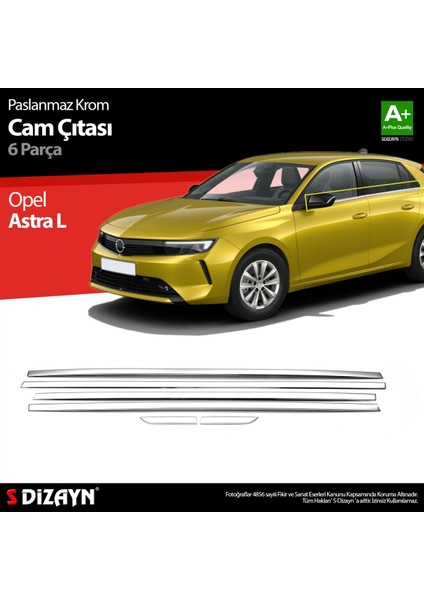 Paspasgaraji Opel Astra L Krom Cam Çıtası 6 Prç 2022 Üzeri