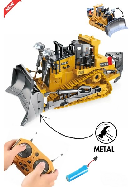 1:20 Ölçek Uzaktan Kumandalı 9 Fonksiyonlu Metal Alaşım Işıklı Sesli Inşaat Araçları