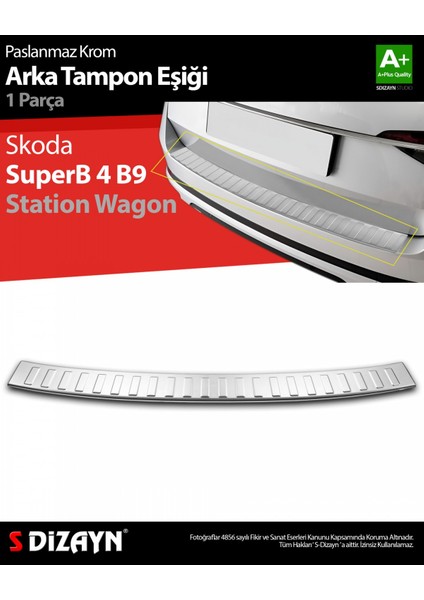 Paspasgaraji Skoda Superb B8 Makyajlı Sw Krom Arka Tampon Eşiği 2019-2023