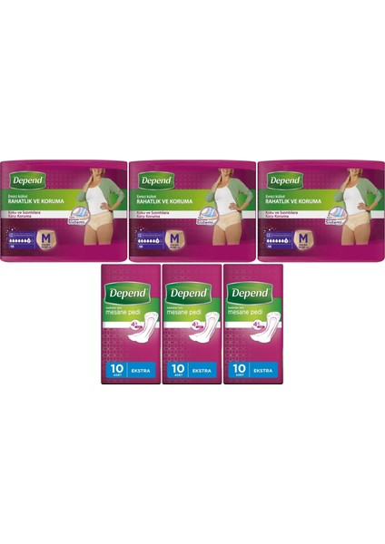Emici Külot Lohusa Pedi M- Medium - Kadın (10 Lu) + Mesane Pedi Kadın Ekstra (10 Lu) 6 Lı Set