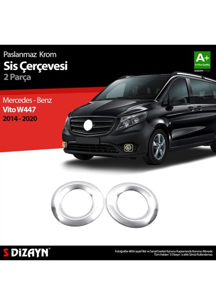 Paspasgaraji Mercedes Vito W447 Krom Sis Farı Çerçevesi 2 Prç. 2014-2020