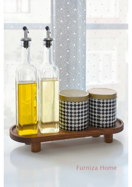 Koyu Renkli Ahşap Ayaklı Düzenleyici Sunumluk Servis Tabağı Ayaklı Sunumluk Mutfak Banyo Stand