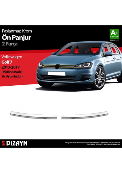Paspasgaraji Vw Golf 7 Krom Ön Panjur 2 Prç. Midline 2013-2017