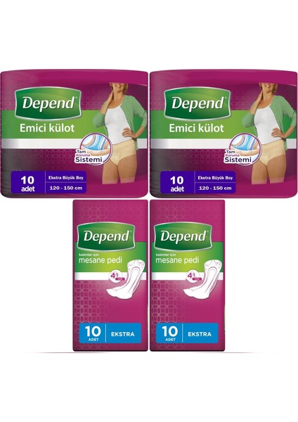 Emici Külot Lohusa Pedi Xl - Kadın (10 Adet)+Mesane Pedi Kadın Ekstra (10 Lu) 4 Lü Set