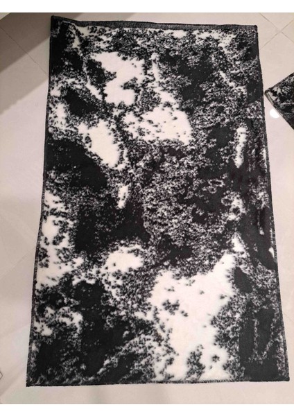 Peluş Dokuma Siyah Beyaz Desenli 2 Li Banyo Paspası fiyatları