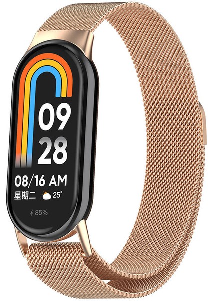 Xiaomi Smart Band 8 Zore Krd-01 Metal Kordon-Rose Gold