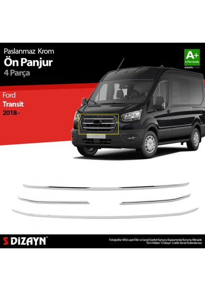 Paspasgaraji Ford Transit Krom Ön Panjur 4 Prç. 2018 Üzeri