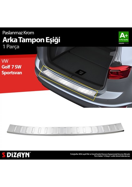 Paspasgaraji Vw Golf 7 Sw Sportsvan Krom Arka Tampon Eşiği 2013-2020
