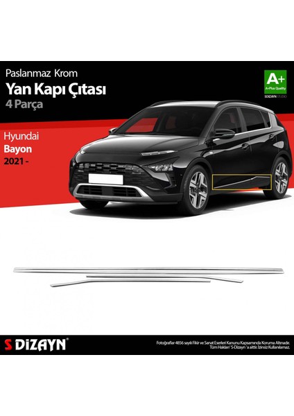 Paspasgaraji Hyundai Bayon Krom Yan Kapı Çıtası 4 Prç. 2021-2024