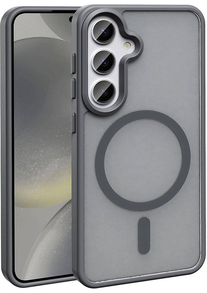 Galaxy S24 Kılıf Magsafe Şarj Özellikli Mat Arka Yüzey Tkdr Sio Kapak-Gri