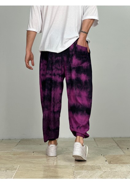 Mor Batik Pileli Yarım Şalvar modelleri