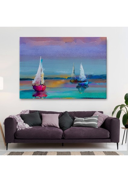 - Renkli Deniz Üzerindeki Yelkenliler Duvar TABLOSU-3728