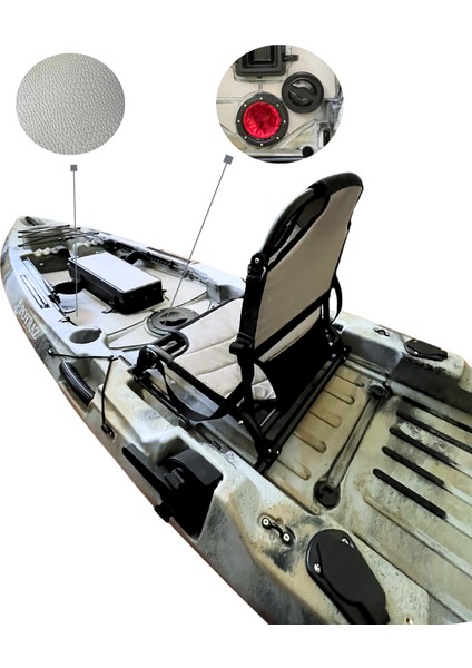 Pedallı Avcı Kanosu Profesyonel Fin Pedal Sistemi Kamuflaj Kano 335X88X34