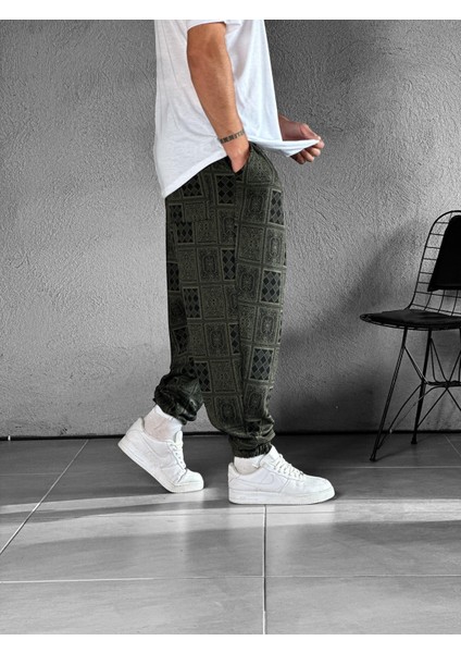 Erkek Yeşil Poker Desenli Pileli Yarım Şalvar Pantolon COC1853 fiyatları