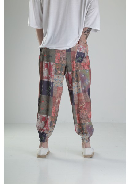 Çiçek Desenli Bürümcük Kumaş Pileli Yarım Şalvar fırsatları