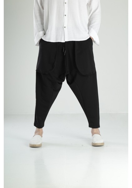 Double Face Avangard Siyah Şalvar