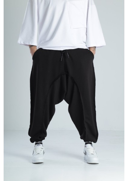 Pis Dikişli Siyah Spor Şalvar